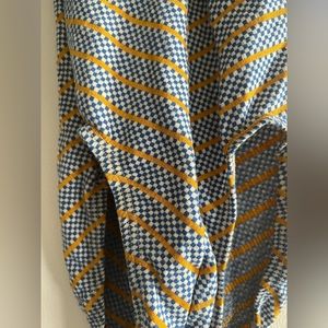Vintage bodysuit with blue gingham pattern and funky yellow stripes